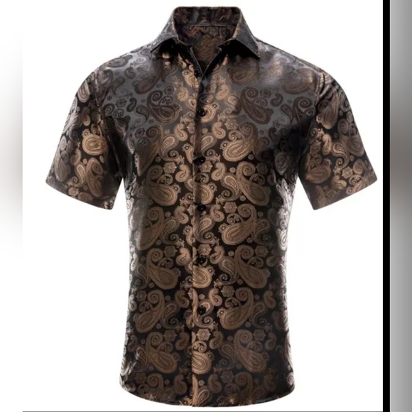 Mens dark brown western paisley shirt - Picture 1 of 1